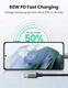 UGREEN Gevlochten USB-C naar USB-C Kabel 60W PD Charge 0,5 Meter Zwart afbeelding 2