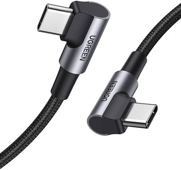 UGREEN 90° Dubbel Haakse USB-C naar USB-C Kabel 60W PD 1 Meter Zwart