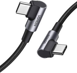 UGREEN 90° Dubbel Haakse USB-C naar USB-C Kabel 60W PD 1 Meter Zwart afbeelding