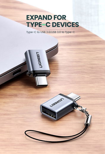 UGREEN USB-C naar USB-A 3.0 Adapter On The Go Converter Grijs afbeelding 2