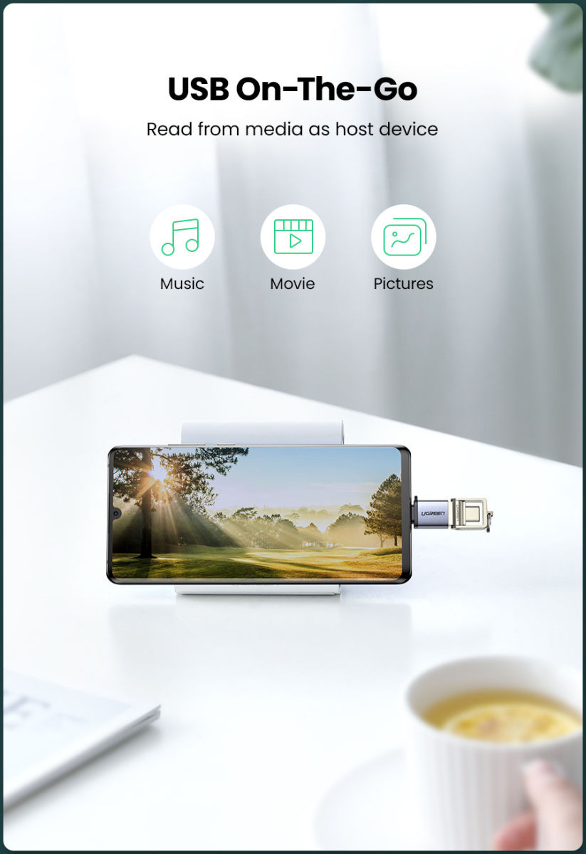 UGREEN USB-C naar USB-A 3.0 Adapter On The Go Converter Grijs afbeelding 5
