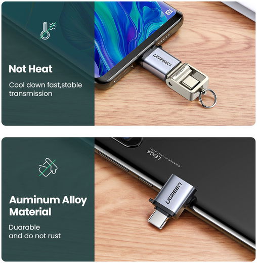 UGREEN USB-C naar USB-A 3.0 Adapter On The Go Converter Grijs afbeelding 7