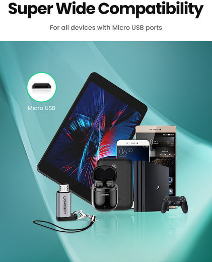 UGREEN USB-C naar Micro-USB Adapter On The Go Converter Grijs afbeelding 5