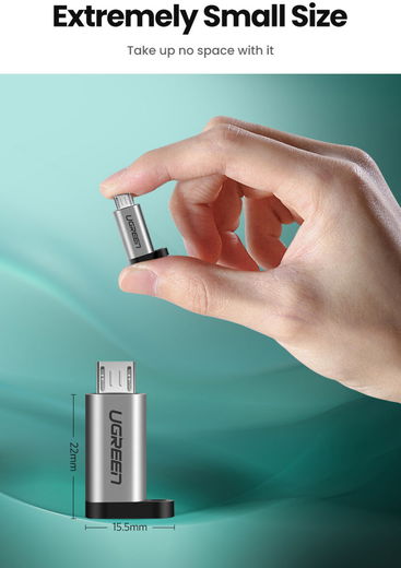 UGREEN USB-C naar Micro-USB Adapter On The Go Converter Grijs afbeelding 4