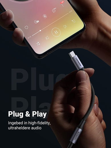 UGREEN USB-C naar 3.5mm Jack Headset Adapter met DAC chip Grijs afbeelding 3