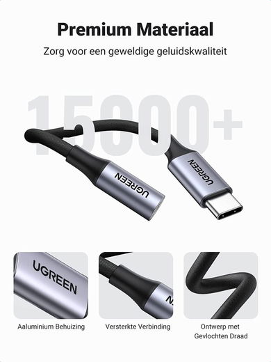 UGREEN USB-C naar 3.5mm Jack Headset Adapter met DAC chip Grijs afbeelding 4