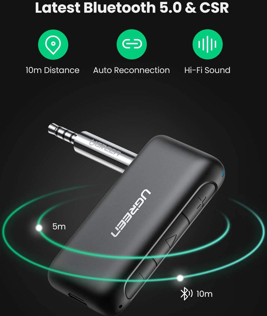 UGREEN Bluetooth Audio Receiver met 3.5MM Jack AUX Aansluiting afbeelding 2