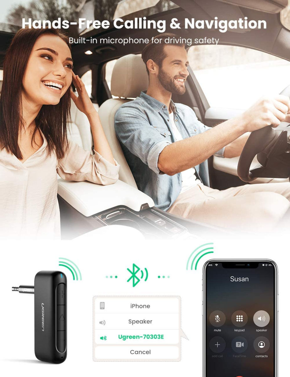 UGREEN Bluetooth Audio Receiver met 3.5MM Jack AUX Aansluiting afbeelding 4