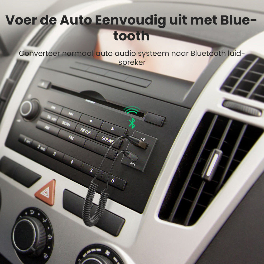 UGREEN Bluetooth Receiver Auto Audio Aux naar USB Kabel Grijs afbeelding 2