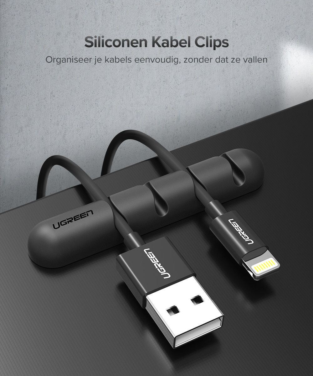UGREEN Bureau Organizer voor Kabels / Universele Kabelklem Zwart afbeelding 3