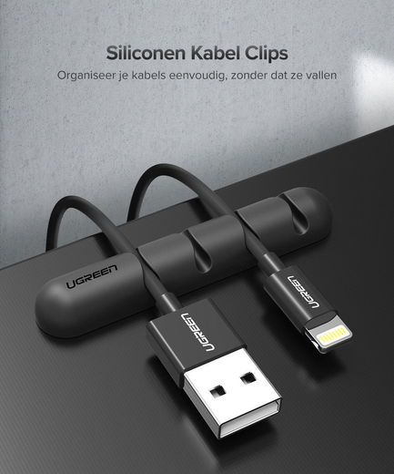 UGREEN Bureau Organizer voor Kabels / Universele Kabelklem Zwart afbeelding 3