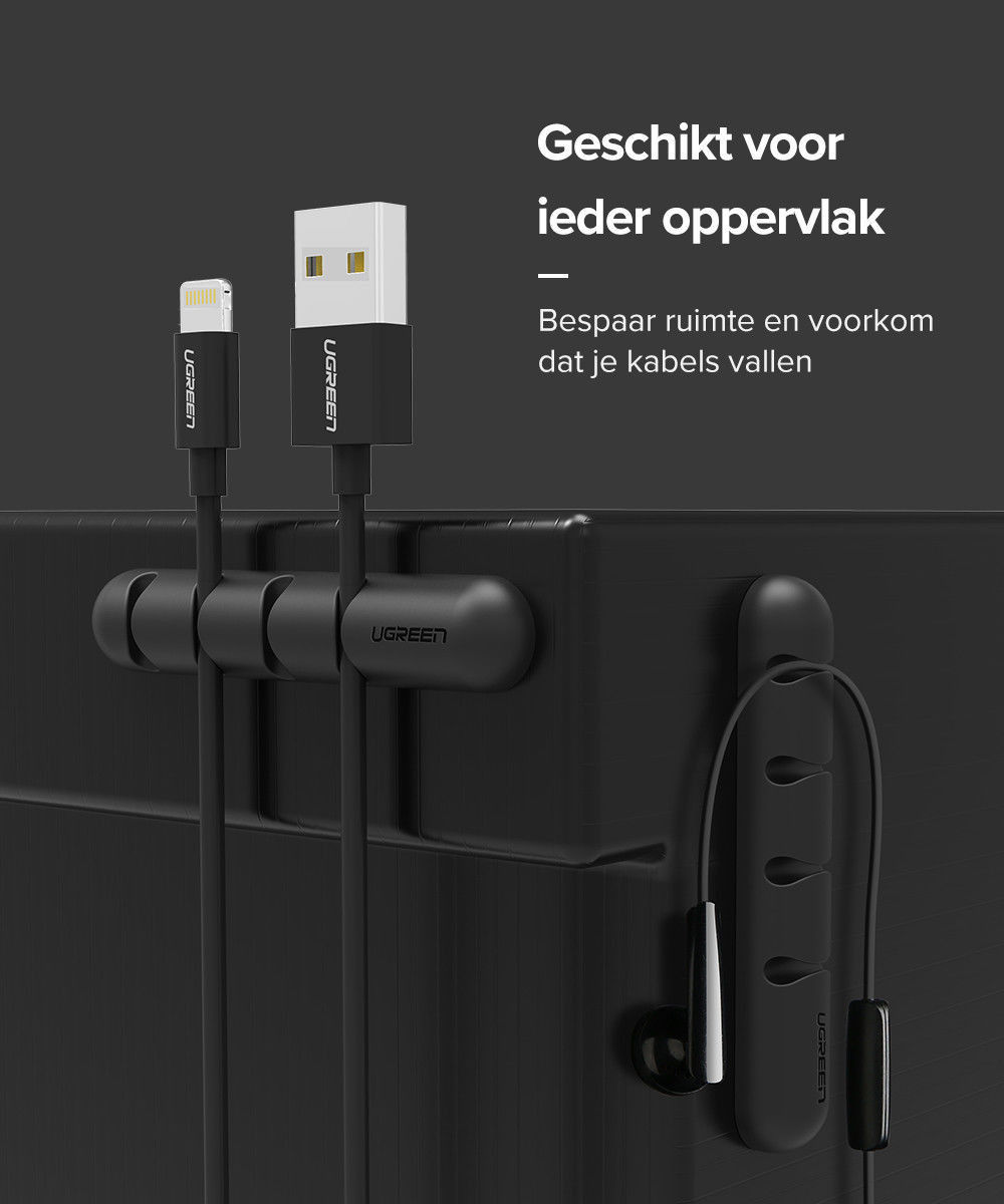 UGREEN Bureau Organizer voor Kabels / Universele Kabelklem Zwart afbeelding 4