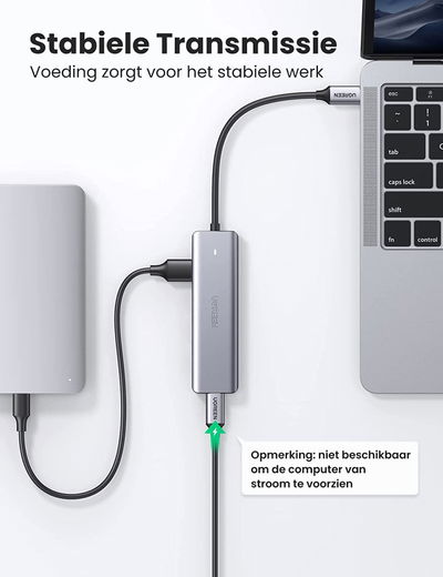 UGREEN Power Hub Splitter USB-C naar 4 USB 3.0 Ingangen en USB-C Ingang afbeelding 4