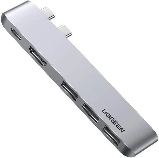 UGREEN 5-in-2 Hub Adapter Met USB-C / HDMI en USB-A Ingang Space Gray afbeelding 1