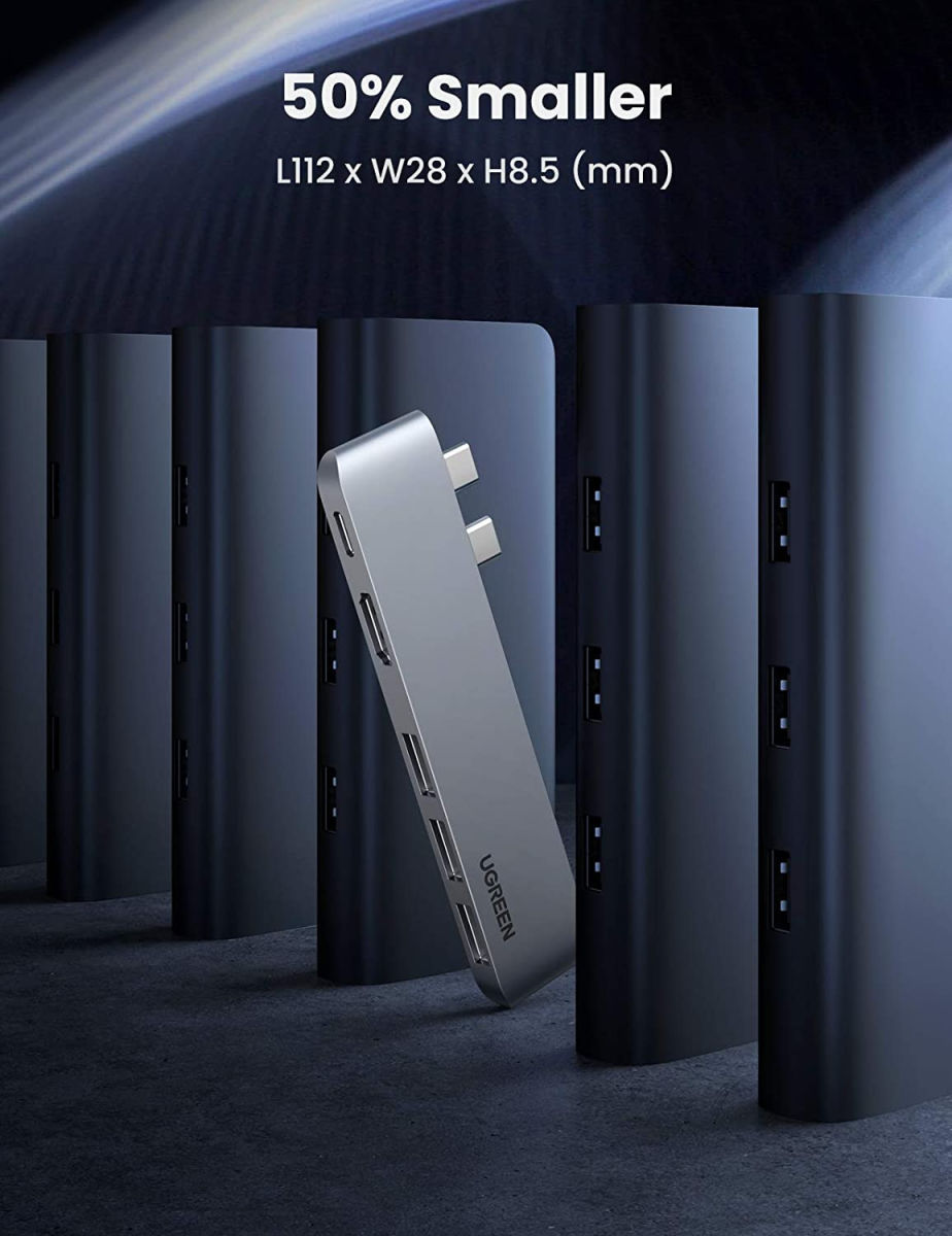UGREEN 5-in-2 Hub Adapter Met USB-C / HDMI en USB-A Ingang Space Gray afbeelding 7