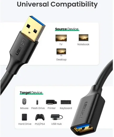 UGREEN USB-A Male naar USB-A Female Verleng Kabel 2 Meter Zwart afbeelding 6