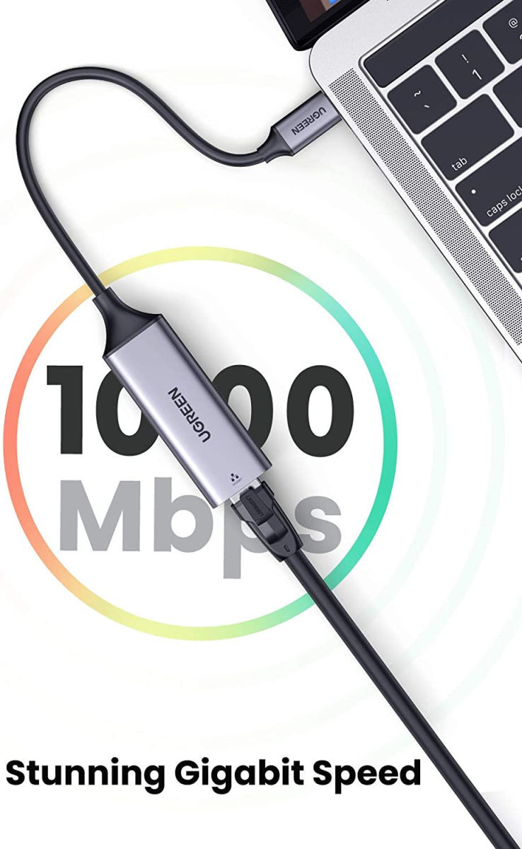 UGREEN USB-C naar Internetkabel Adapter Voor Ethernetingang 1.000 Mbps afbeelding 2