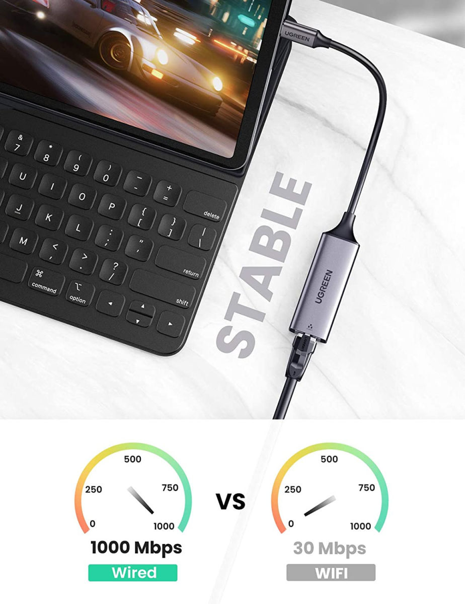 UGREEN USB-C naar Internetkabel Adapter Voor Ethernetingang 1.000 Mbps afbeelding 4