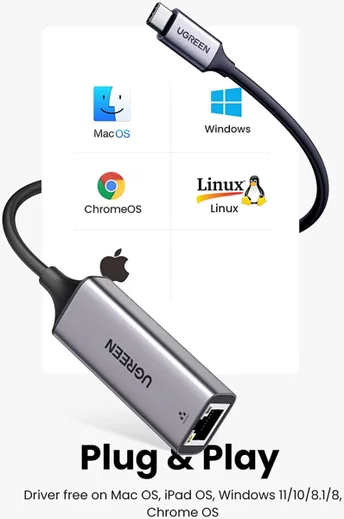 UGREEN USB-C naar Internetkabel Adapter Voor Ethernetingang 1.000 Mbps afbeelding 6
