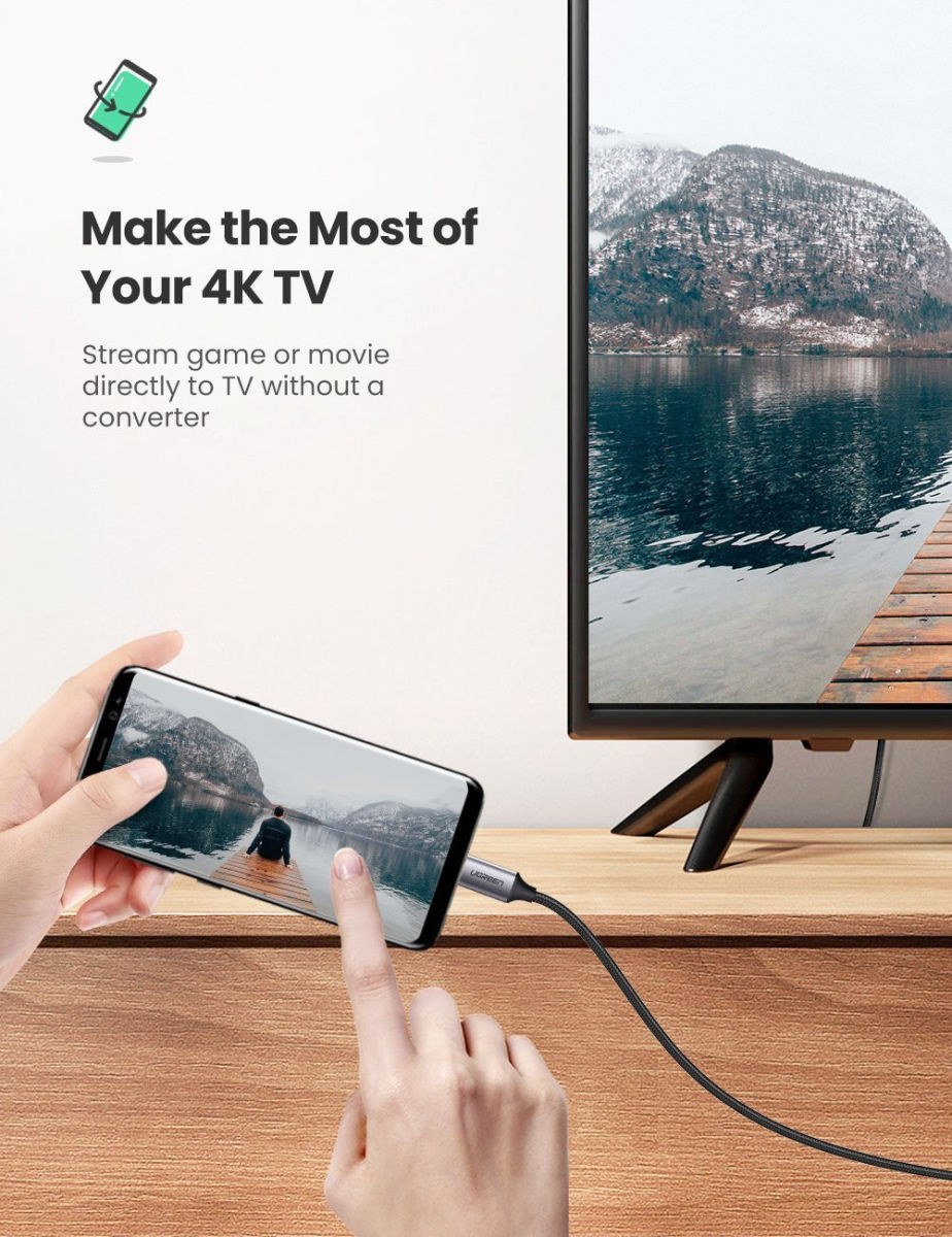 UGREEN USB-C naar HDMI Kabel 4K@60Hz Videokabel 1.5M Zwart afbeelding 2