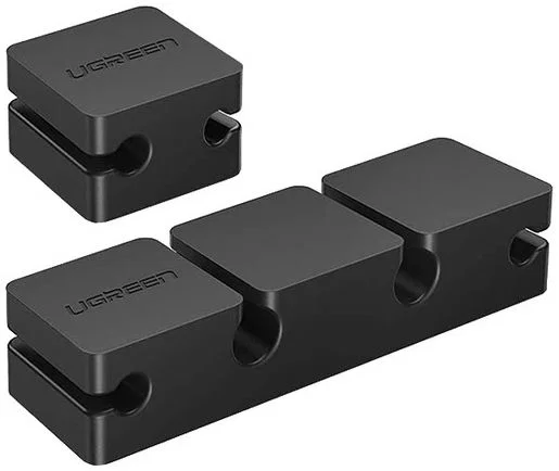 UGREEN Zeszijdige Siliconen Kabel Houder 2-in-1 Zwart afbeelding 1