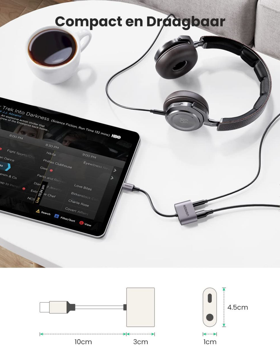 UGREEN 2-in-1 USB-C naar USB-C / 3.5 mm Jack Audio en Adapter met DAC afbeelding 7