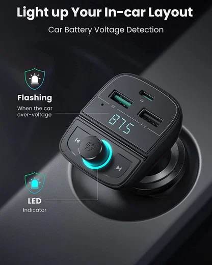 UGREEN Bluetooth FM Transmitter met USB-A / USB-C 30W Autolader Zwart afbeelding 4