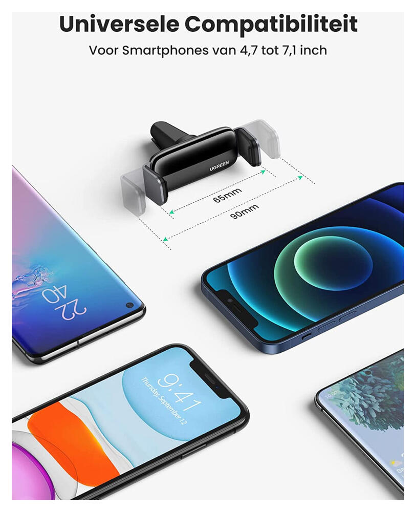 UGREEN Universele Verstelbare Ventilatierooster Telefoonhouder Zwart afbeelding 8