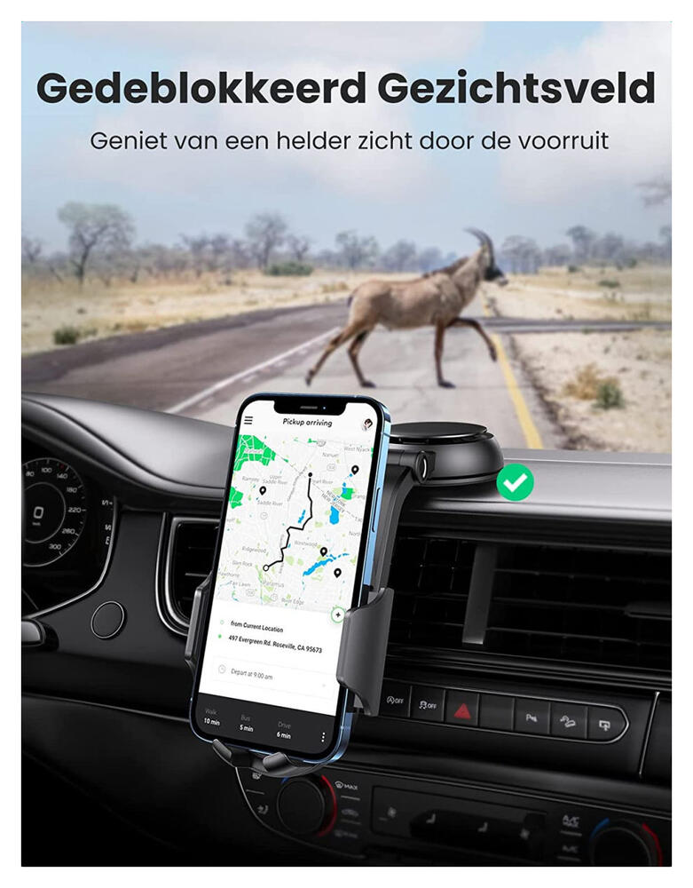 UGREEN Dashboard Telefoon Houder Zuignap Universeel en Verstelbaar afbeelding 2