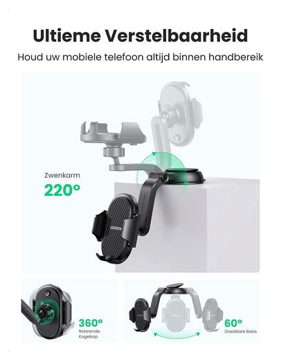 UGREEN Dashboard Telefoon Houder Zuignap Universeel en Verstelbaar afbeelding 5