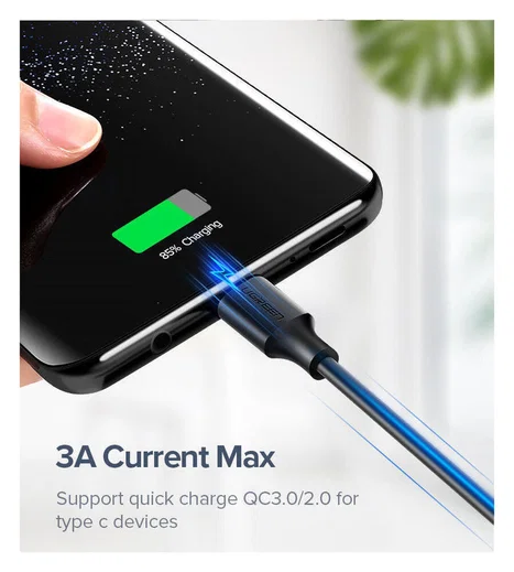 UGREEN USB-A naar USB-C Kabel 3A Fast Charge 1 Meter Wit afbeelding 4