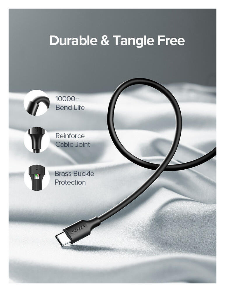 UGREEN USB-A naar USB-C Kabel 3A Fast Charge 1 Meter Wit afbeelding 7