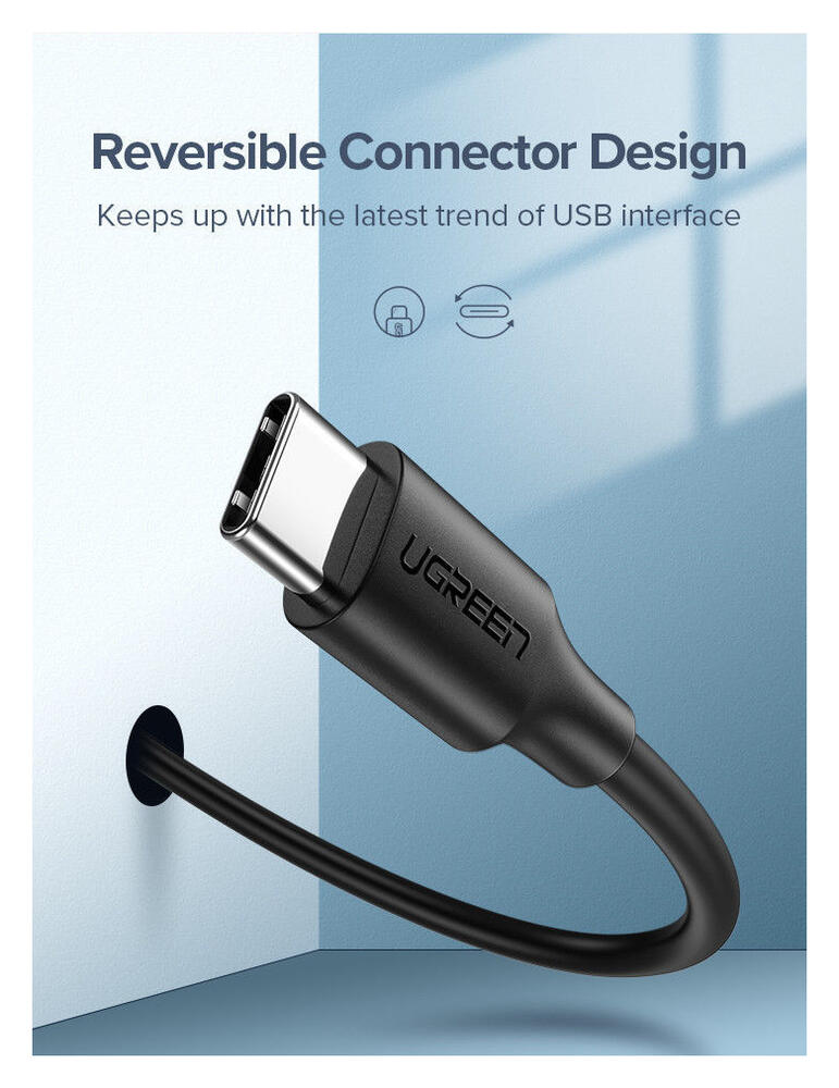 UGREEN USB-A naar USB-C Kabel 3A Fast Charge 1 Meter Wit afbeelding 8