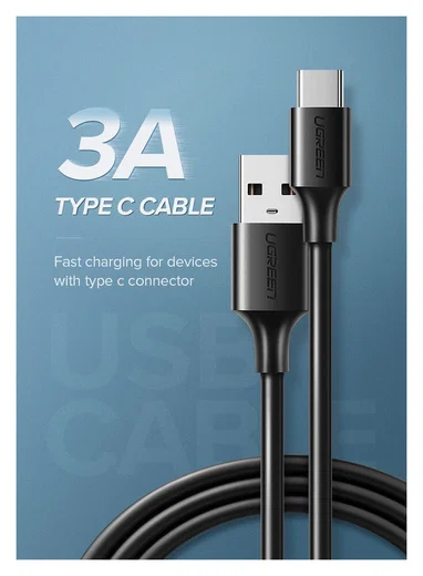 UGREEN USB-A naar USB-C Kabel 3A Fast Charge 1 Meter Wit afbeelding 9