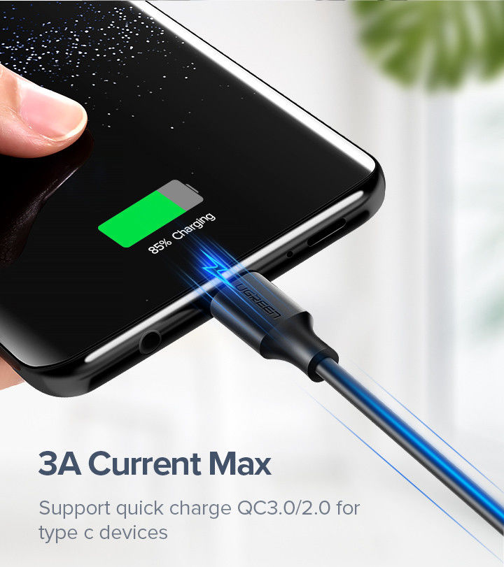 UGREEN USB-A naar USB-C Kabel 3A Fast Charge 0.5 Meter Zwart afbeelding 3