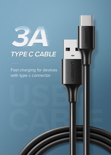 UGREEN USB-A naar USB-C Kabel 3A Fast Charge 0.5 Meter Zwart afbeelding 8