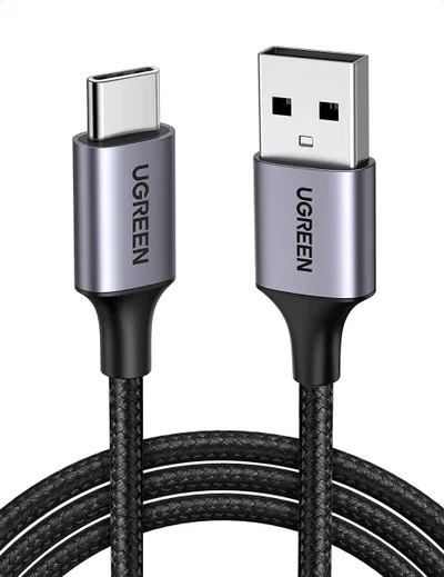 UGREEN Gevlochten USB-A naar USB-C Kabel 3A Fast Charge 2 Meter Zwart afbeelding 1