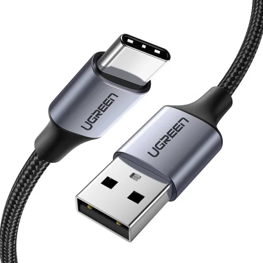 UGREEN Gevlochten USB-A naar USB-C Kabel 3A Fast Charge 2 Meter Zwart afbeelding 2