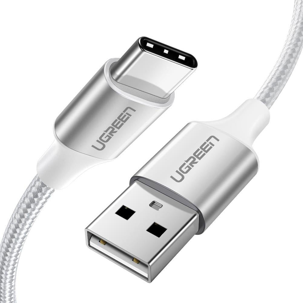 UGREEN Gevlochten USB-A naar USB-C Kabel 3A Fast Charge 1 Meter Wit afbeelding 1