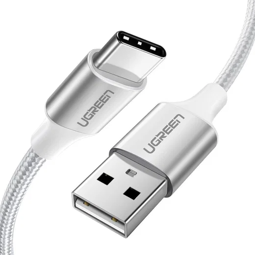 UGREEN Gevlochten USB-A naar USB-C Kabel 3A Fast Charge 1 Meter Wit afbeelding 1
