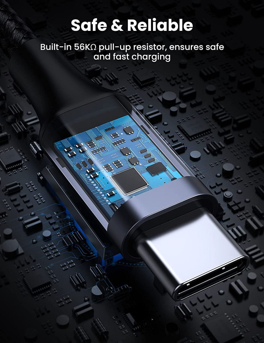 UGREEN Gevlochten USB-A naar USB-C Kabel 3A Fast Charge 1 Meter Wit afbeelding 5