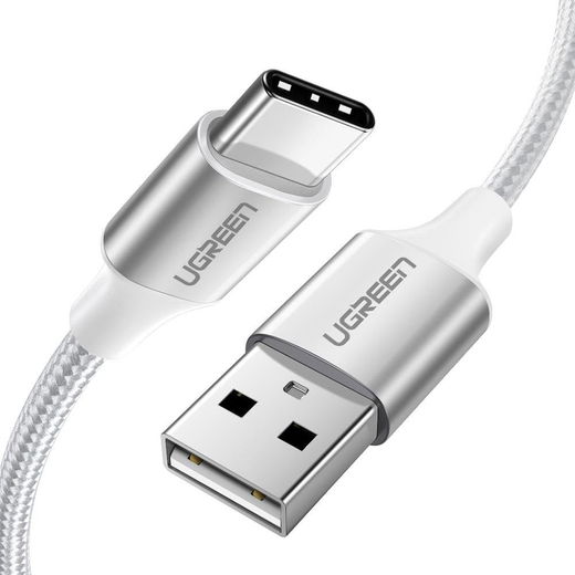 UGREEN Gevlochten USB-A naar USB-C Kabel 3A Fast Charge 2 Meter Wit afbeelding 2