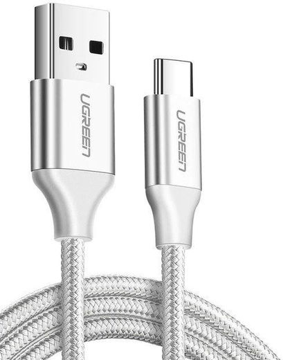 UGREEN Gevlochten USB-A naar USB-C Kabel 3A Fast Charge 2 Meter Wit afbeelding 1