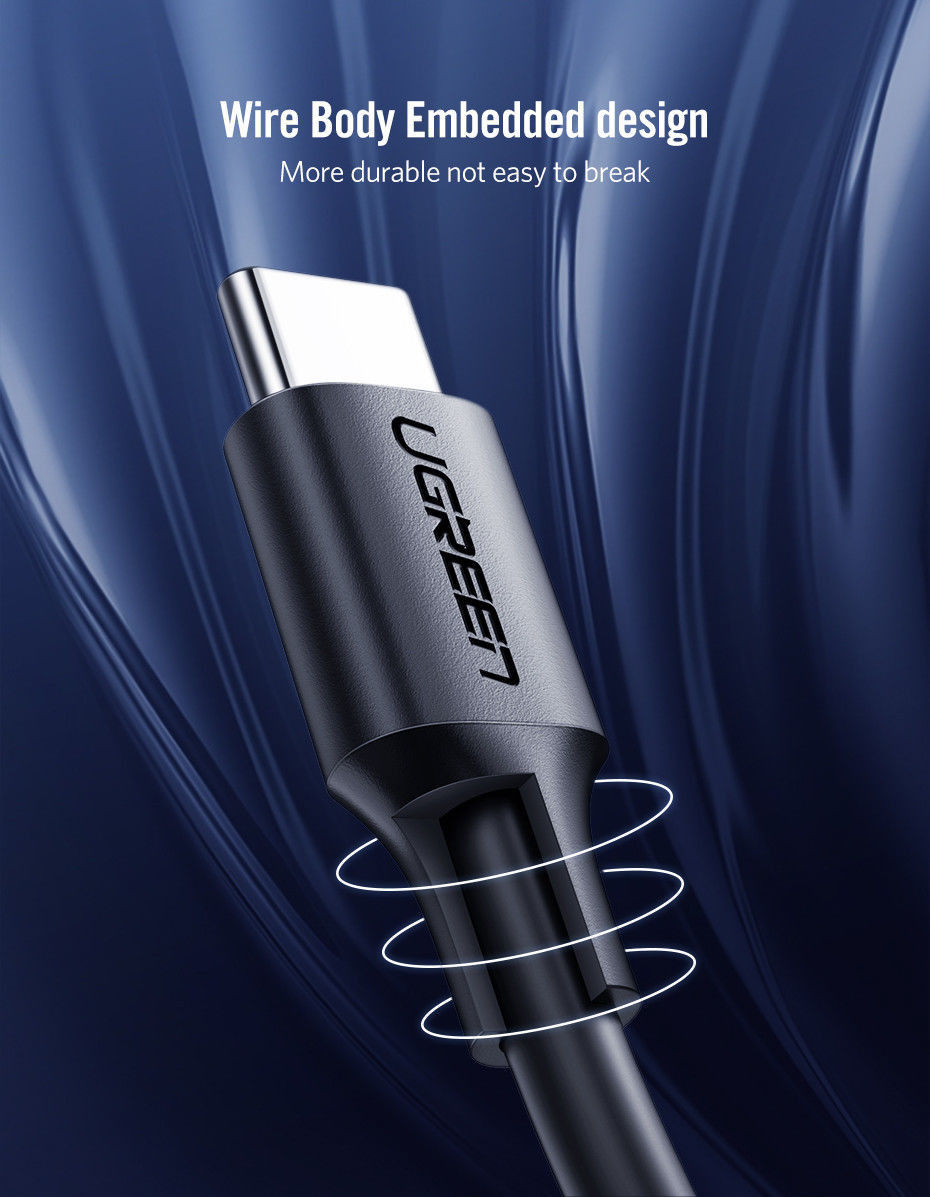 UGREEN USB-C naar USB-C Kabel 3A Fast Charge 3 Meter Zwart afbeelding 6