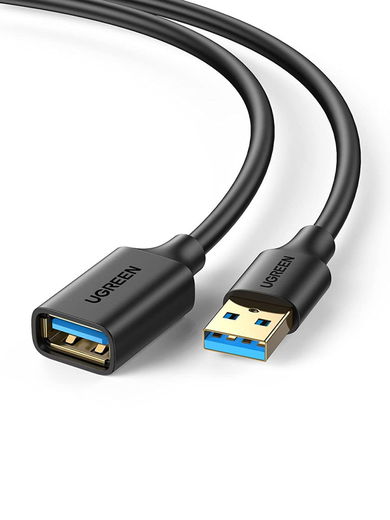 UGREEN USB-A Male naar USB-A Female Verleng Kabel 3 Meter Zwart afbeelding 1