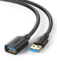 UGREEN USB-A Male naar USB-A Female Verleng Kabel 3 Meter Zwart afbeelding
