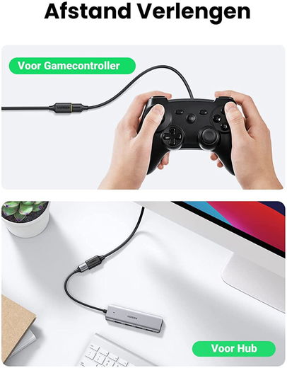 UGREEN USB-A Male naar USB-A Female Verleng Kabel 3 Meter Zwart afbeelding 2