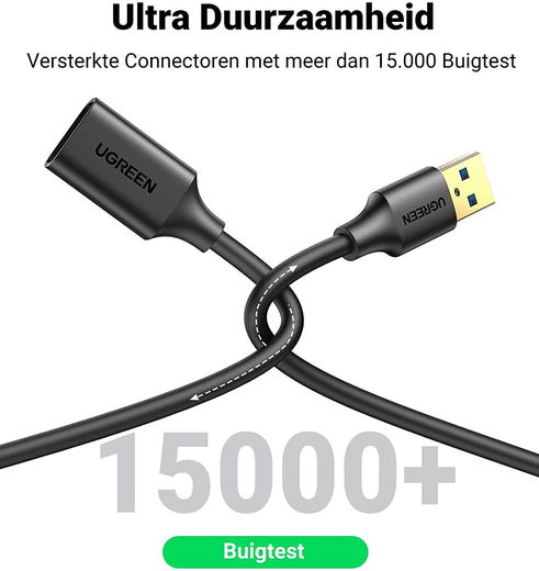 UGREEN USB-A Male naar USB-A Female Verleng Kabel 3 Meter Zwart afbeelding 5
