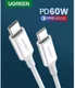 UGREEN USB-C naar USB-C Kabel 3A Fast Charge 0.5 Meter Wit afbeelding 5