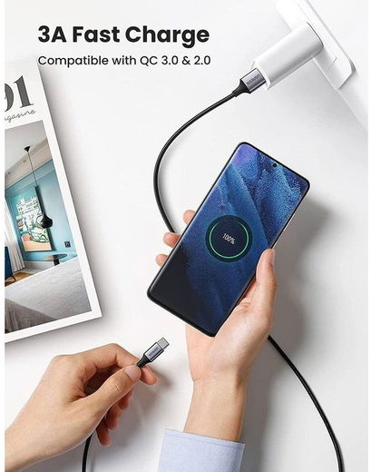UGREEN USB-A naar USB-C Kabel 3A Fast Charge 3 Meter Wit afbeelding 3